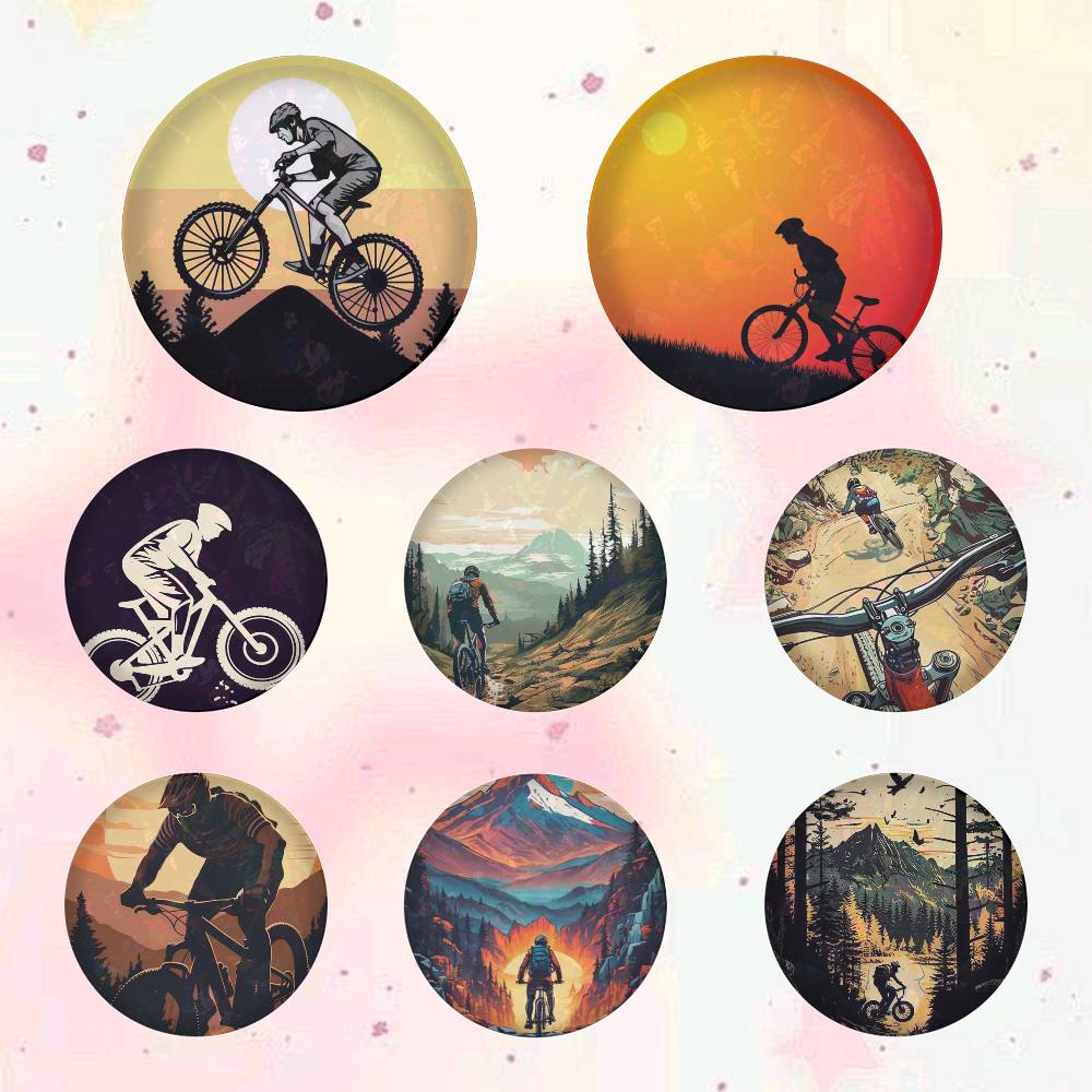 Mountain Biking In Japan - Mountainbike 75x75 25x25 mm Cartoon runde