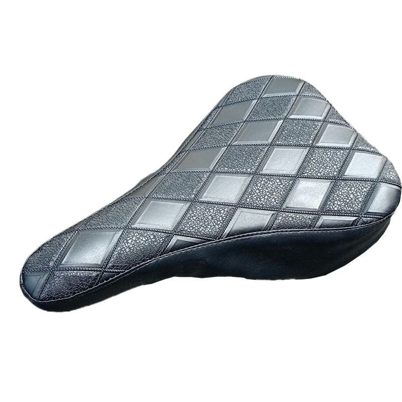 Mountain Biking Pads - Schwarz karierte PU-Leder Fahrradsattelabdeckung, weich gepolstert,